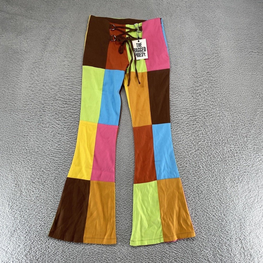 The Ragged Priest Women's Multicolor Patchwork Flared Pants